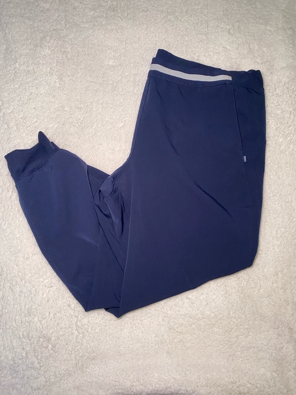 Puma Navy Track Joggers with Light Gray Waist Stripe